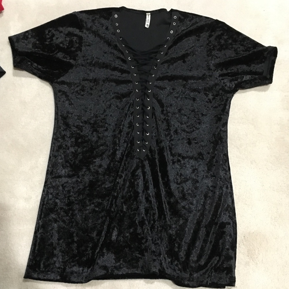 LF Velvet lace up top